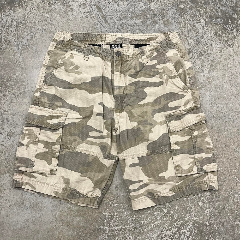 CSG Camo Ripstop Cargo Shorts Mens 36 Baggy Wide Fit Vintage Y2K Grunge Desert